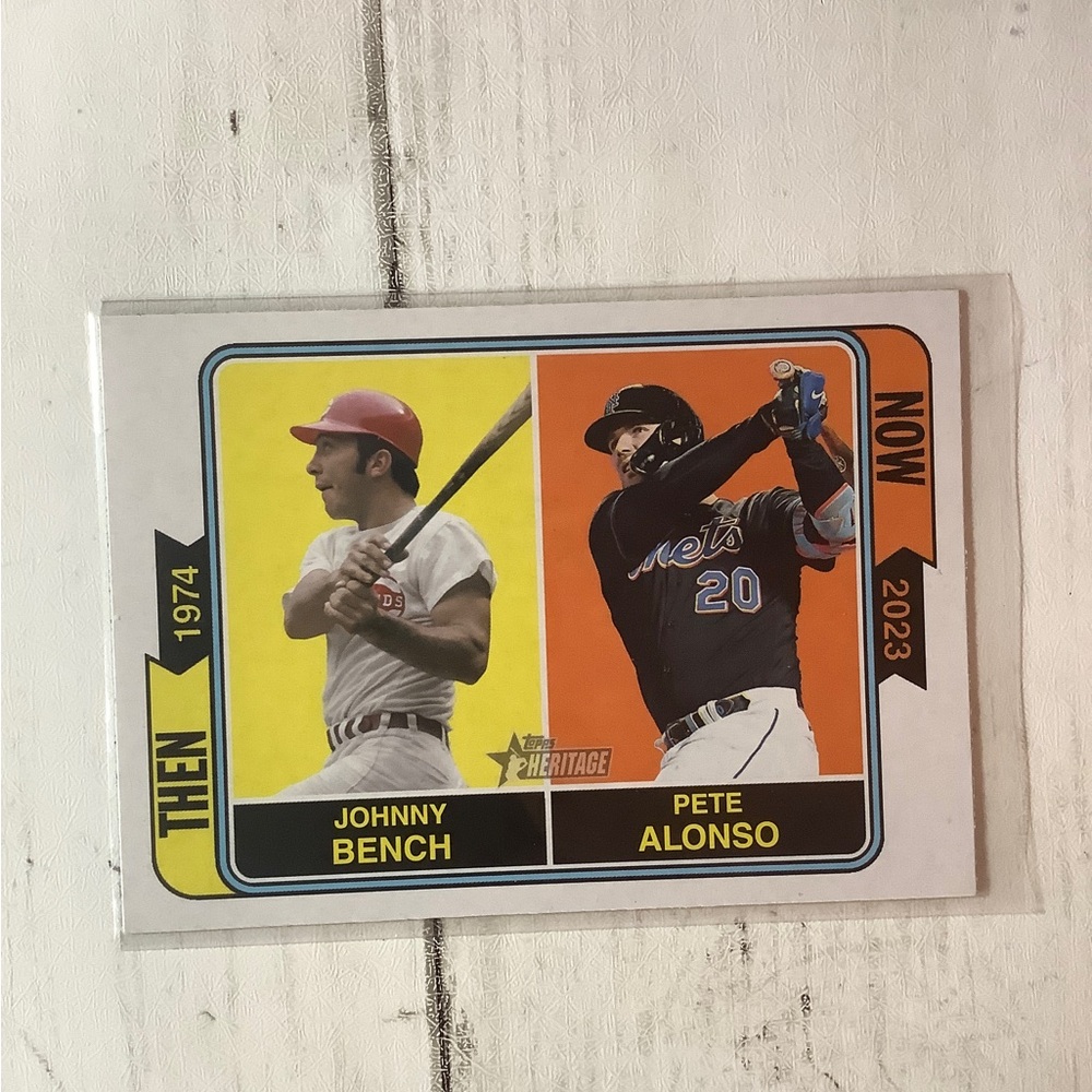 Baseball Card Single Johnny Bench Pete Alonso 2023 Heritage Then and Now